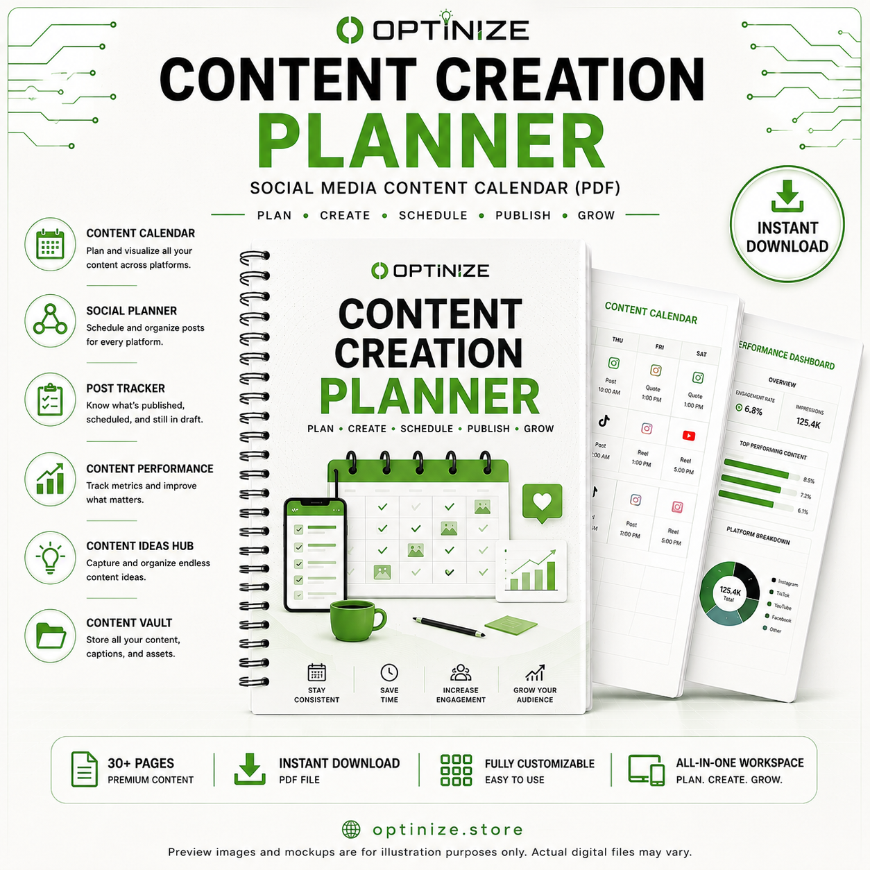 Content Creation Planner | Social Media Content Calendar