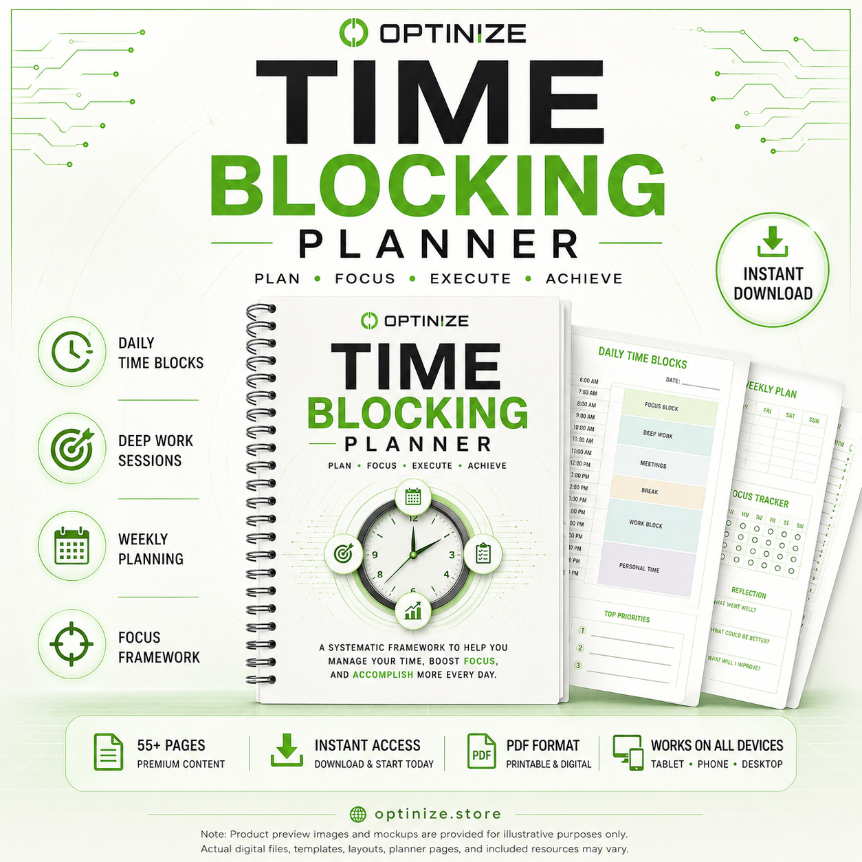 Time Blocking Planner | Digital Productivity Planner