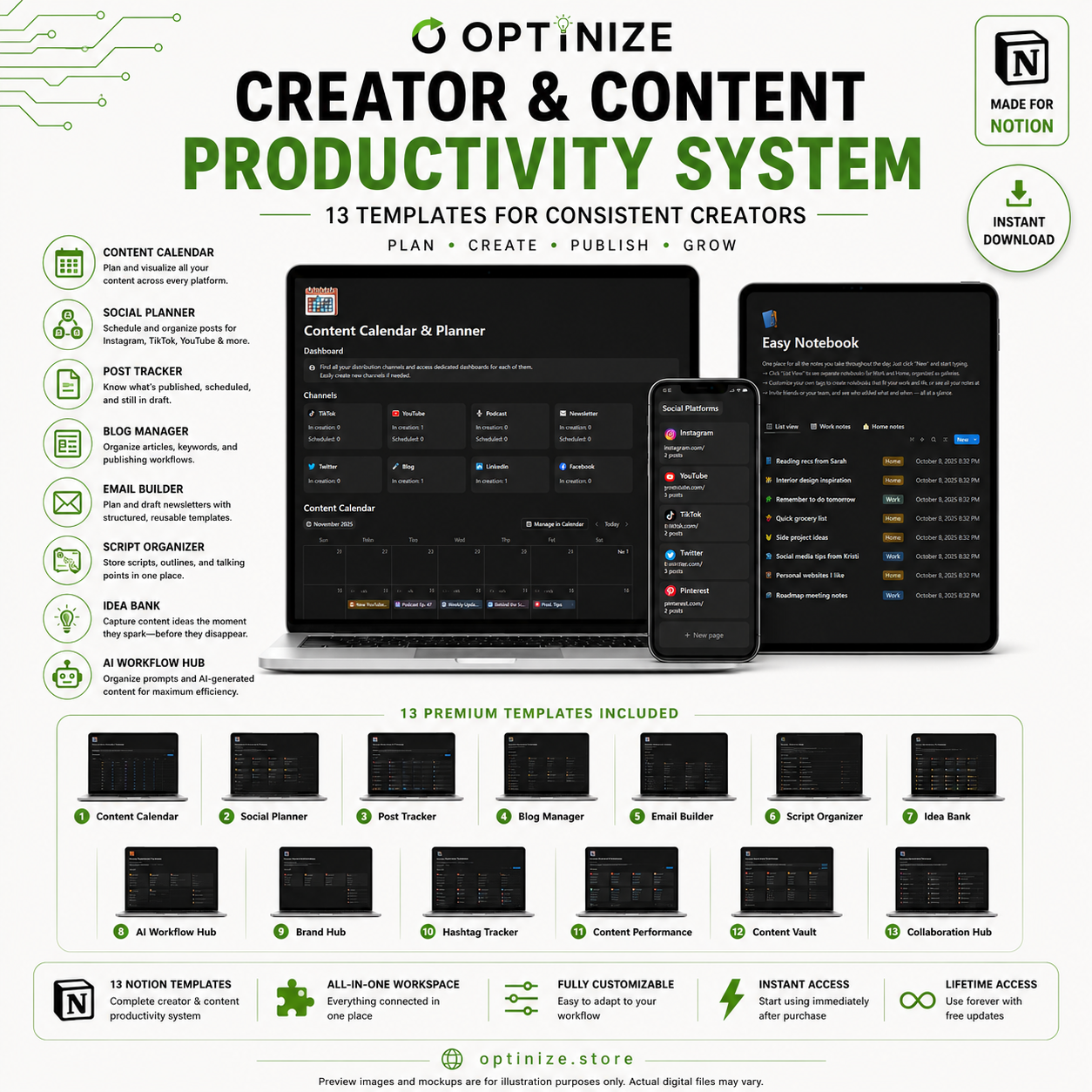 Creator & Content Productivity System — 13 Templates for Consistent Creators