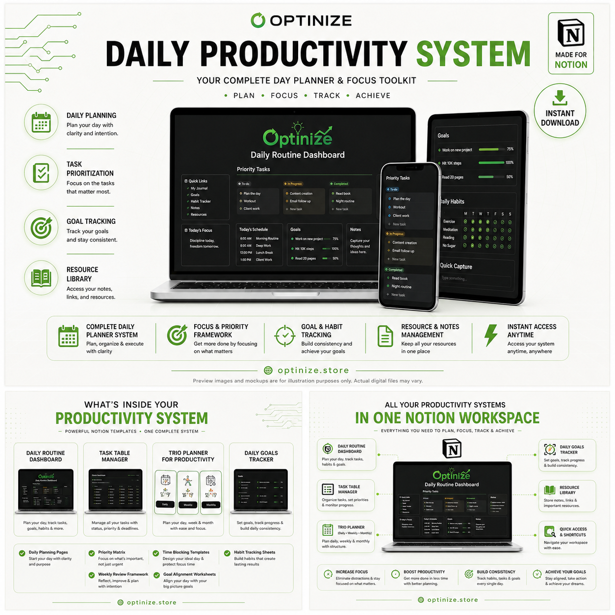Daily Productivity System — Your Complete Day Planner & Focus Toolkit
